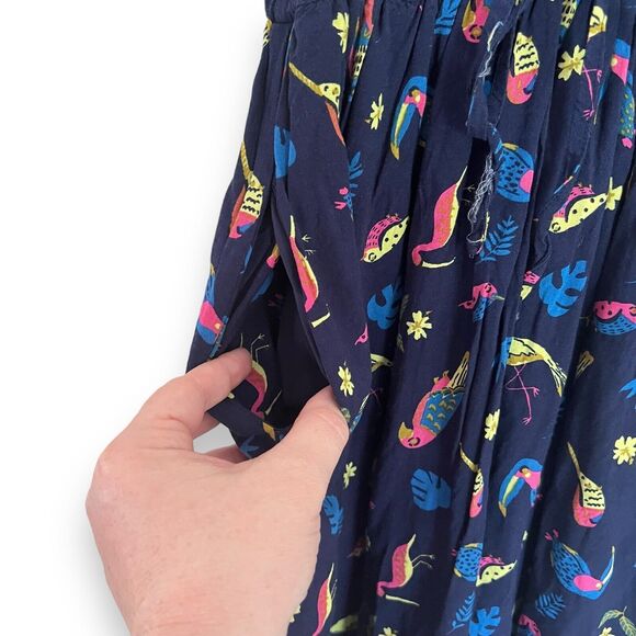 ModCloth Navy Blue Cafe Au Soleil Tropical Birds Sleeveless Dress Size XS - Picture 5 of 11